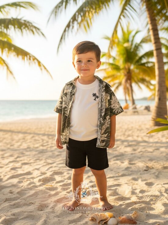 Other - NWT Cute Boys Hawaiian Shirt T-Shirt Shorts Sunglasses 4-Piece Matching Set 12M